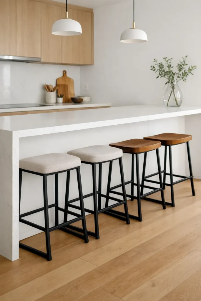 Sleek Bar Stools With Metal Or Wood Finishes