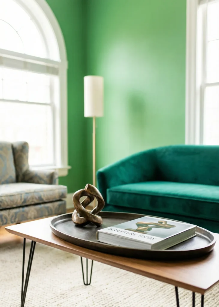 Artistic Tray With Sculpture and Accent Book