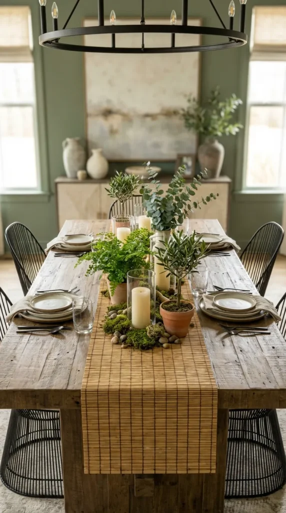 Bamboo Table Runner With Greenery