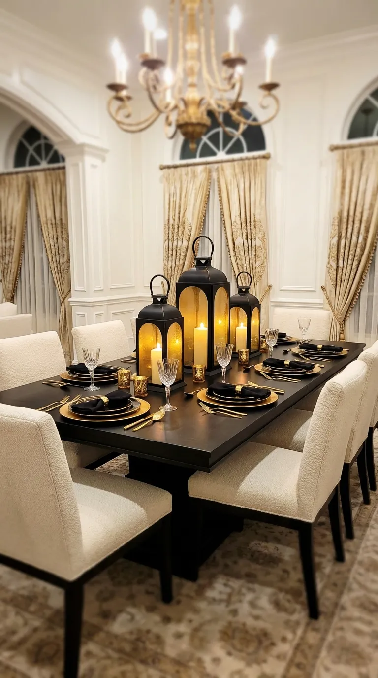 Black & Gold Centerpiece Lanterns