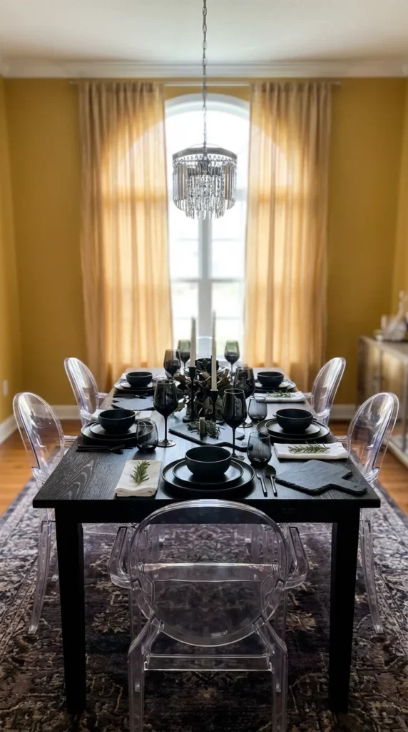 Black Stone Tableware with Matching Glasses