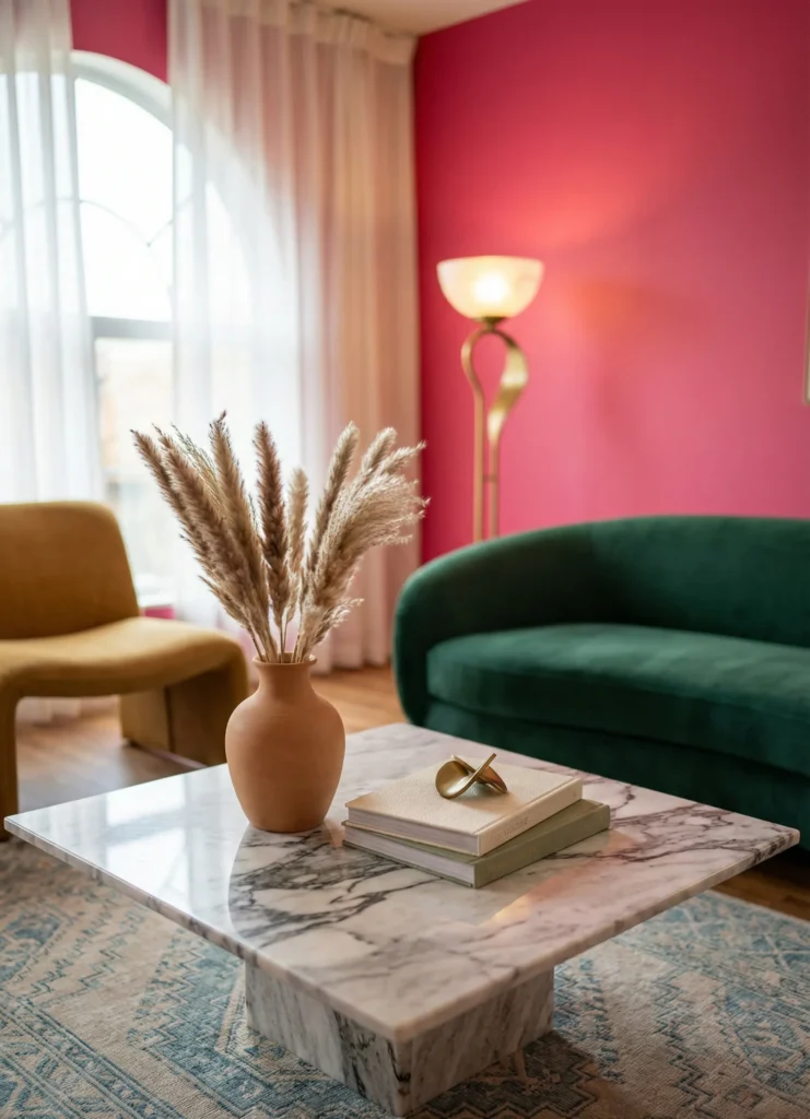 Ceramic Vase With Dried or Soft Green Stems