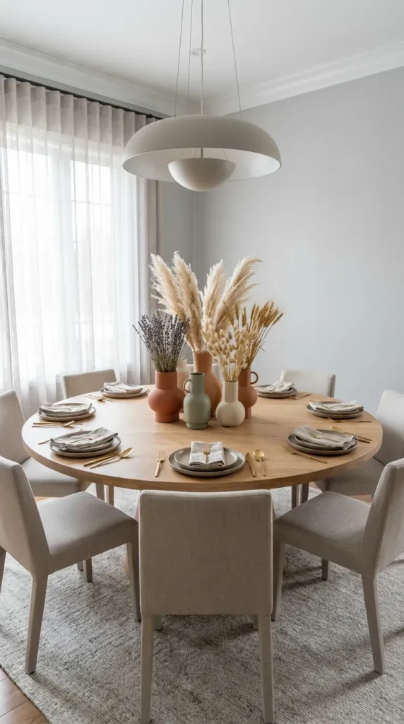 Cluster Of Matte Vases With Dried Florals