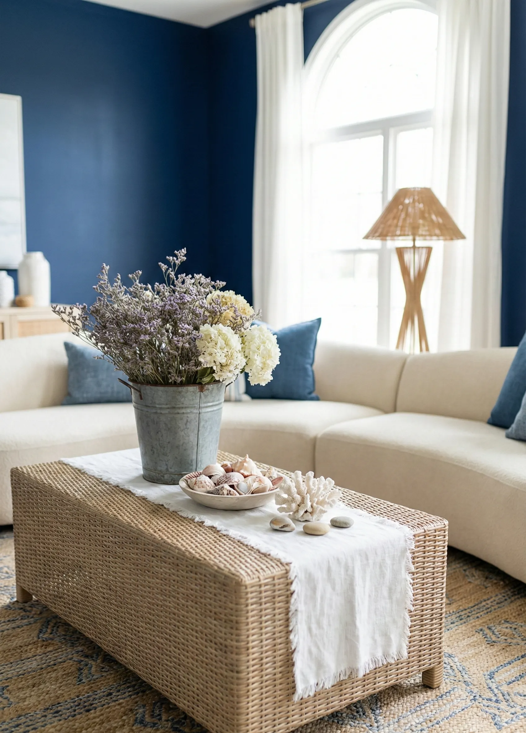 Coastal-Inspired Setup With Seashell and Linen Accents