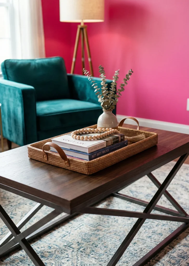 Coffee Table Using a Functional Display Tray