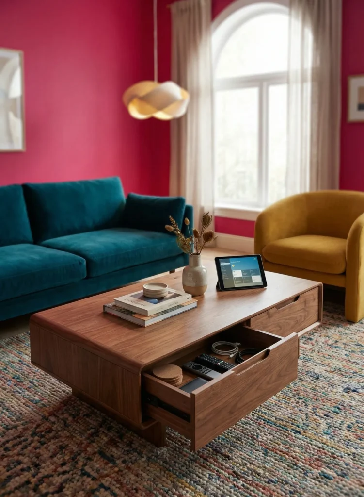 Coffee Table with Built-In Drawers or Compartments