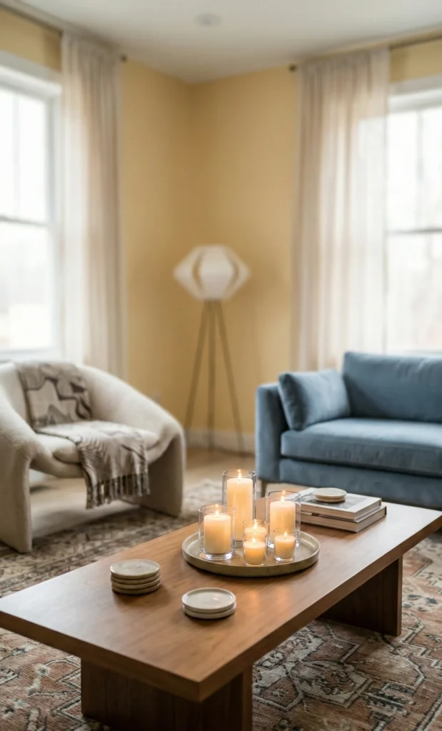 Coffee Table with Low Profile Candles