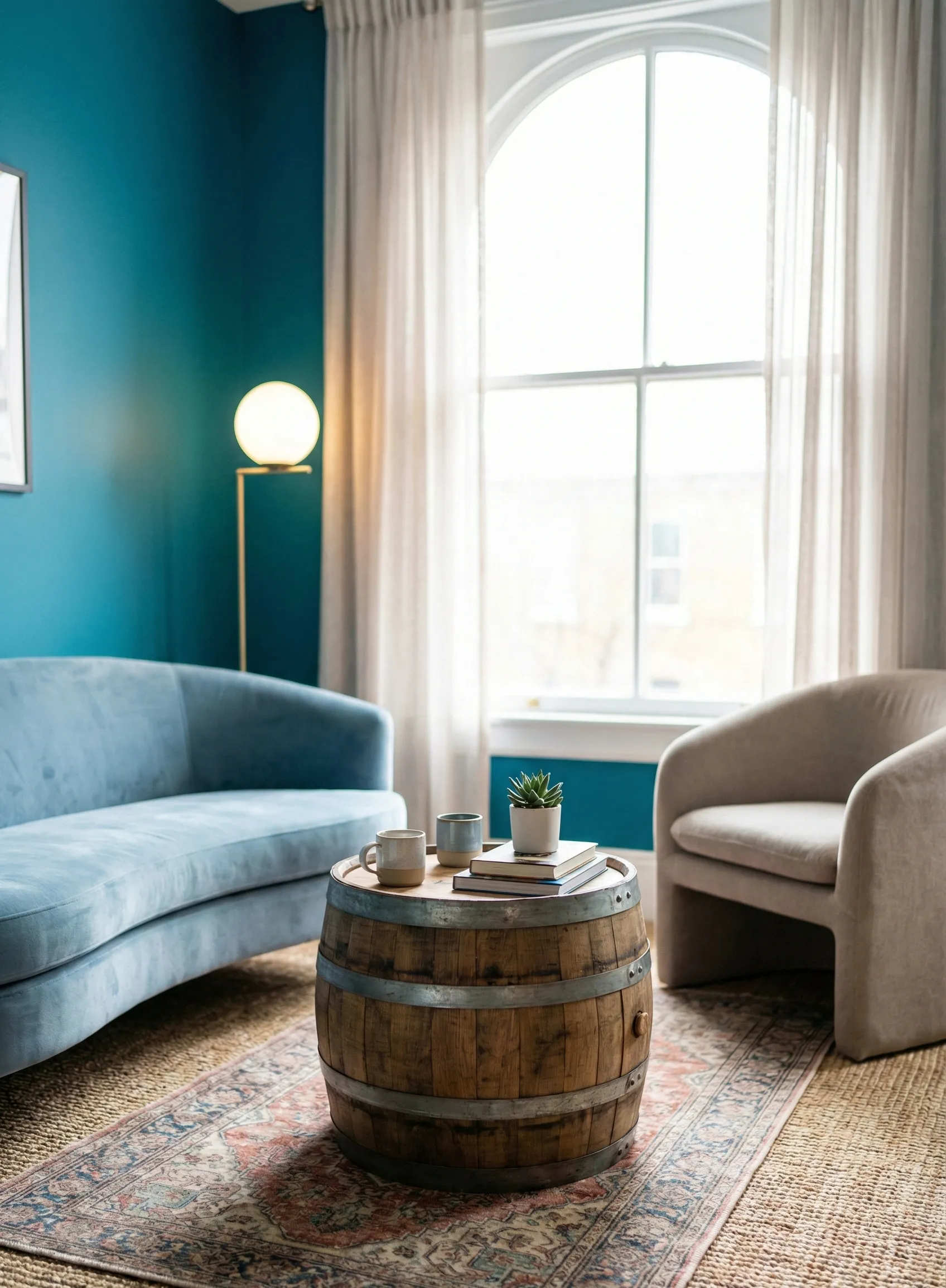 Compact Barrel Accent Coffee Table