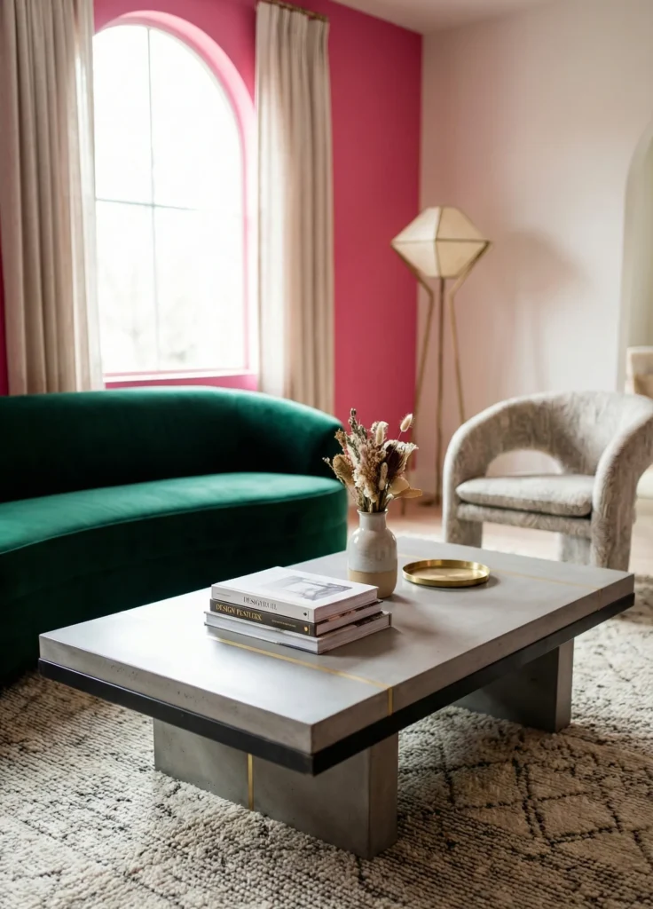 Concrete Table With Metal Accent Details