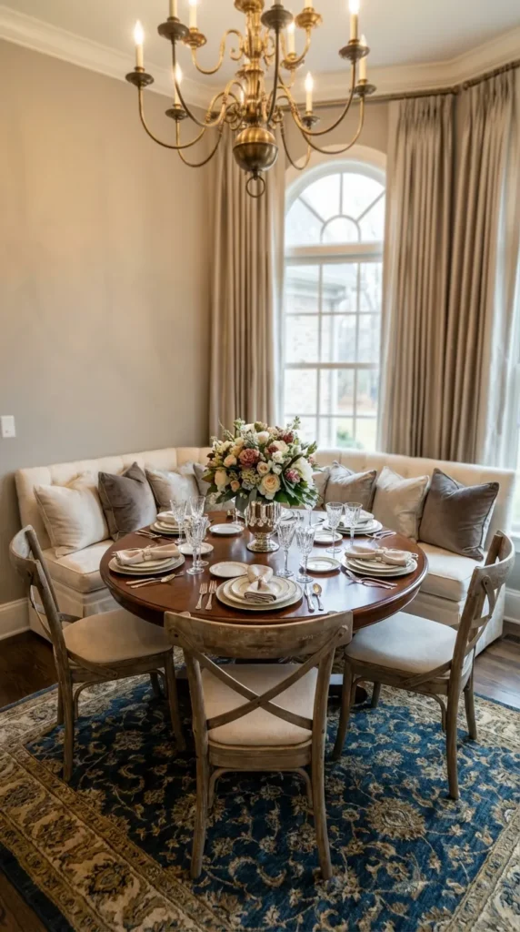 Corner Nook Table With Built-In Bench Seating