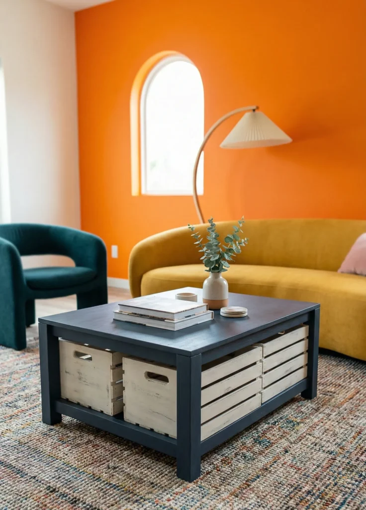 Crate-and-Frame Coffee Table Hybrid