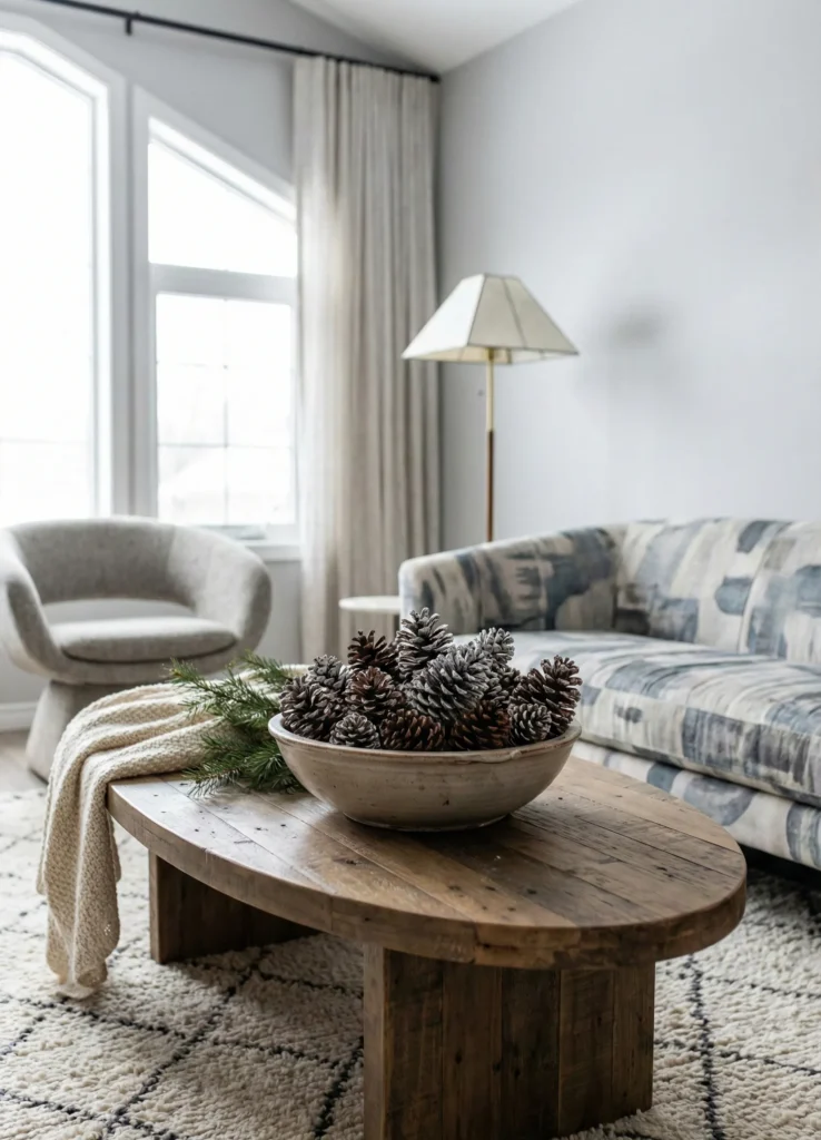 Decorative Bowl Filled With Pinecones