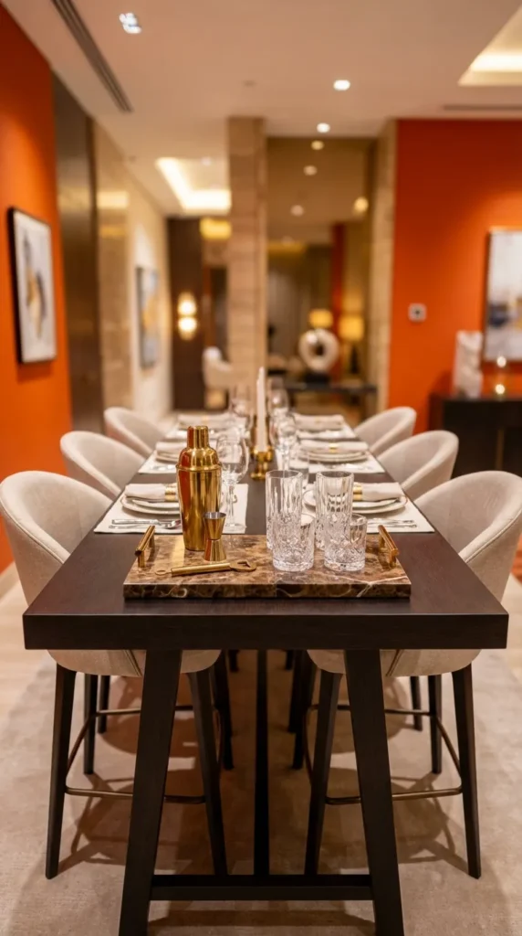 Decorative Tray with Bar Tools and Glassware