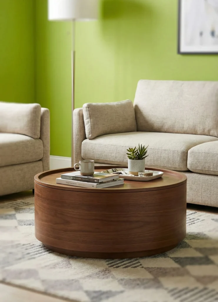 Drum-Style Compact Coffee Table