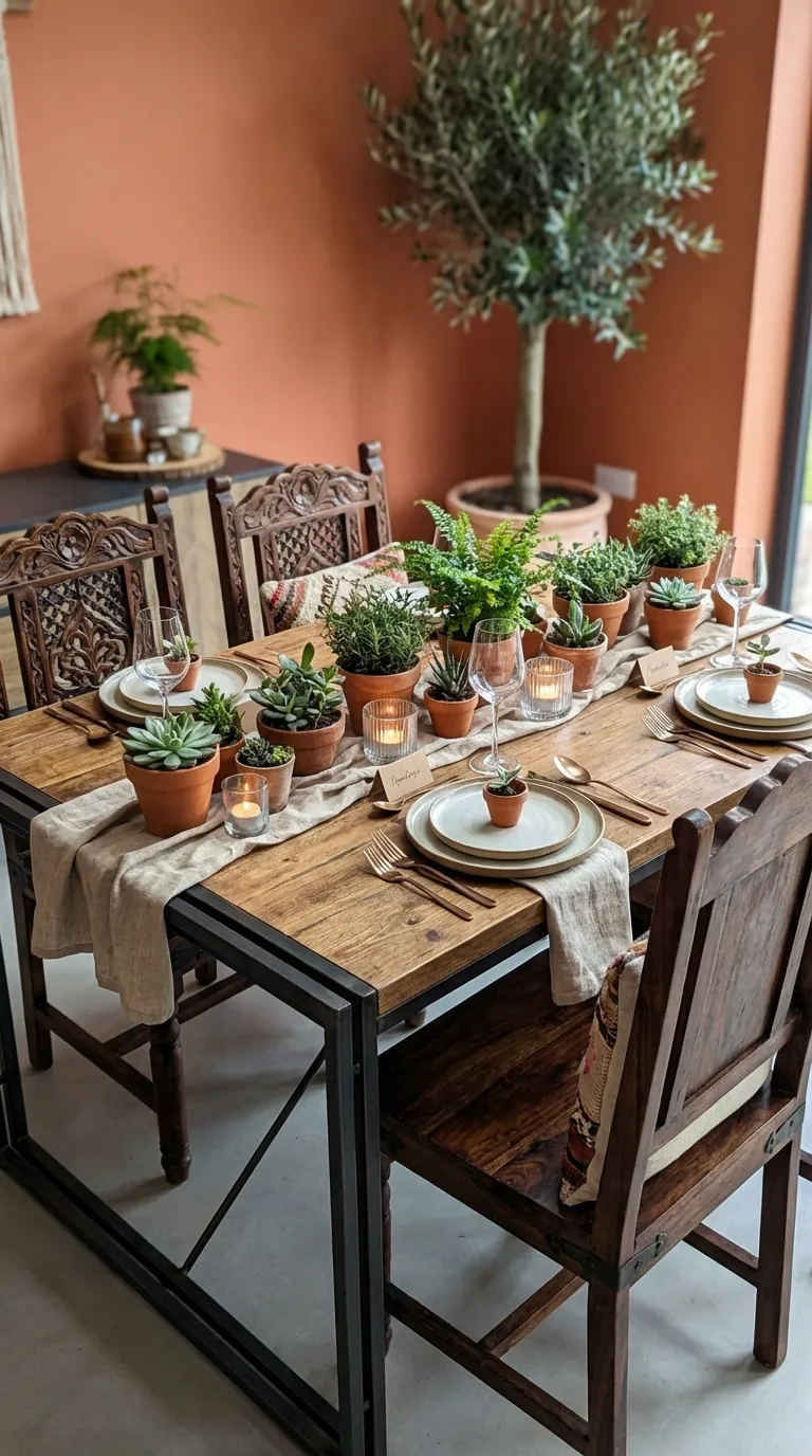 Earthy Terracotta Pottery With Mini Plants