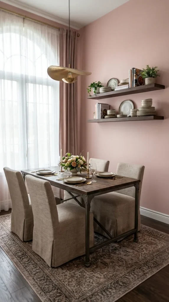 Floating Shelves Near Dining Area For Décor Without Clutter