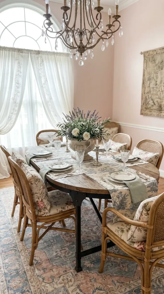 French Country Charm with Floral Textiles
