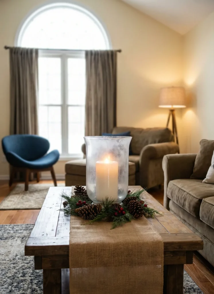 Frosted Glass Hurricane With White Candle