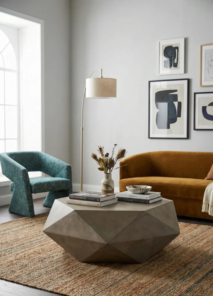 Geometric Concrete Coffee Table With Modern Shape