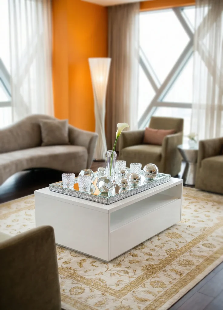 Glamorous Tray With Crystal and Mirrored Elements