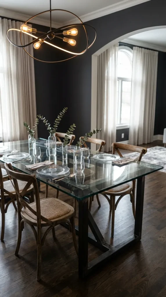 Glass Top with Wood or Metal Frame Contrast