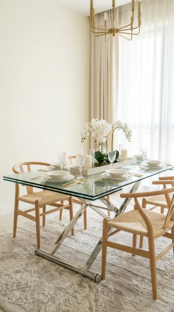 Glass-Top Dining Table For An Airy Feel