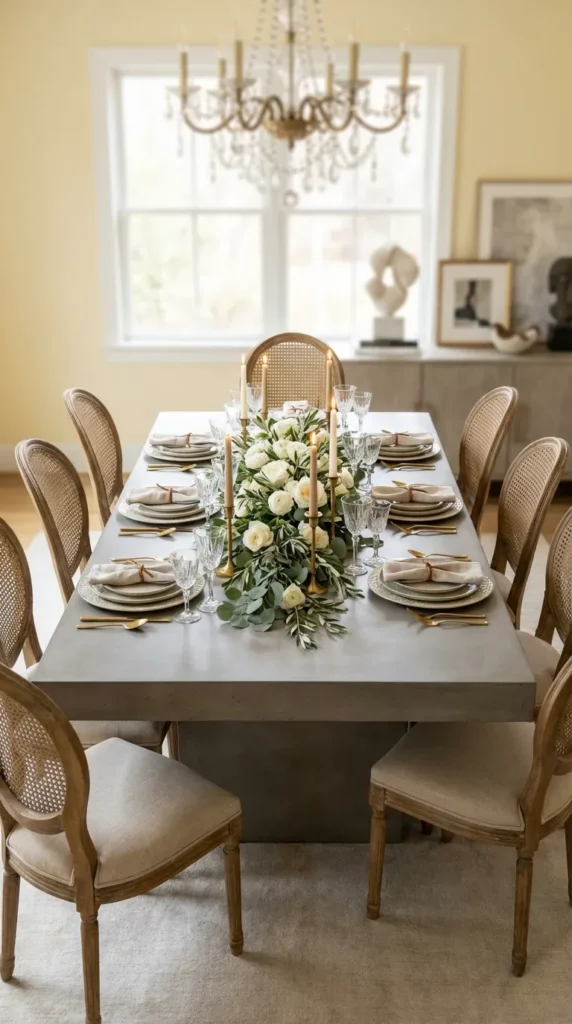 Grey Concrete Table with Classic Chairs