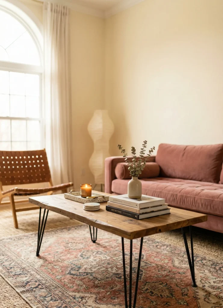 Hairpin-Leg Wood Coffee Table