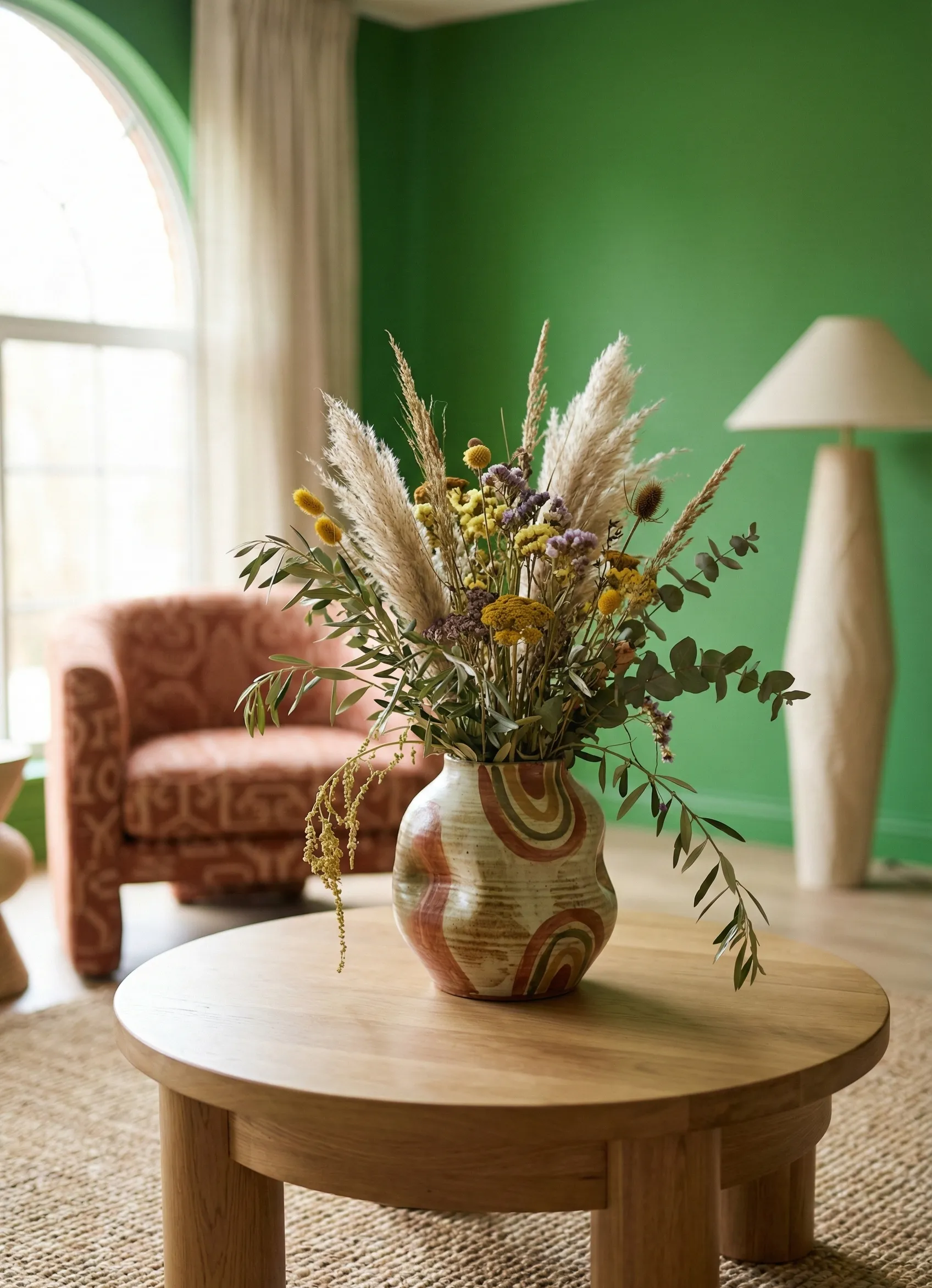 Handcrafted Ceramic Vase With Loose Wild Stems
