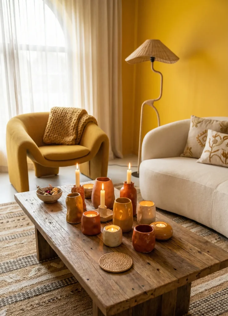 Handmade Clay Candle Holders in Warm Tones