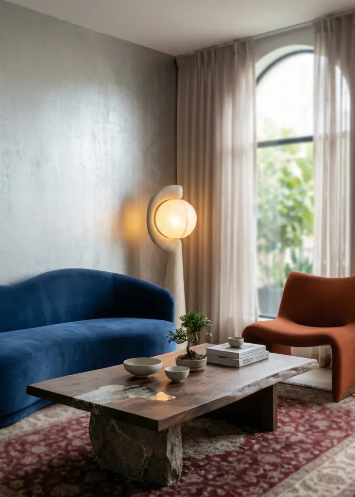 Ishi-to-Ki Wood and Stone Coffee Table