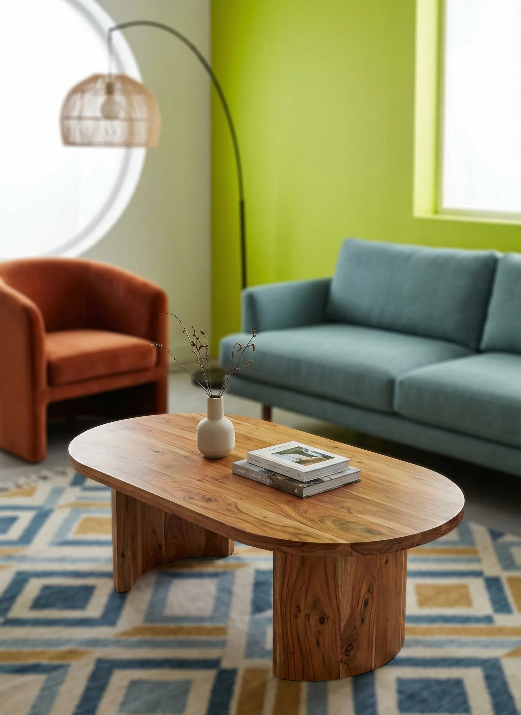 Kanso Oval Coffee Table Highlighting Wood Grain