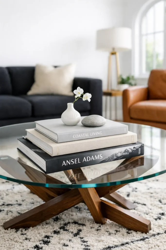 Layered Book Stack With Refined Accent