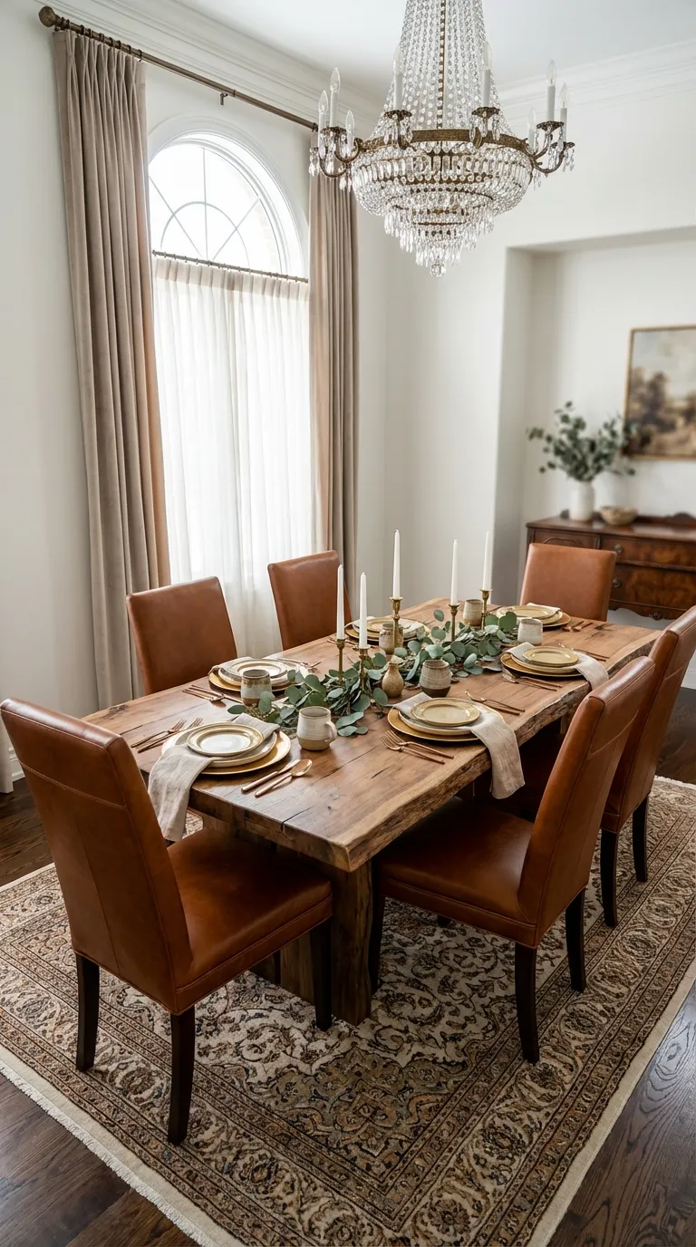 Leather Dining Chairs For Warm Contrast