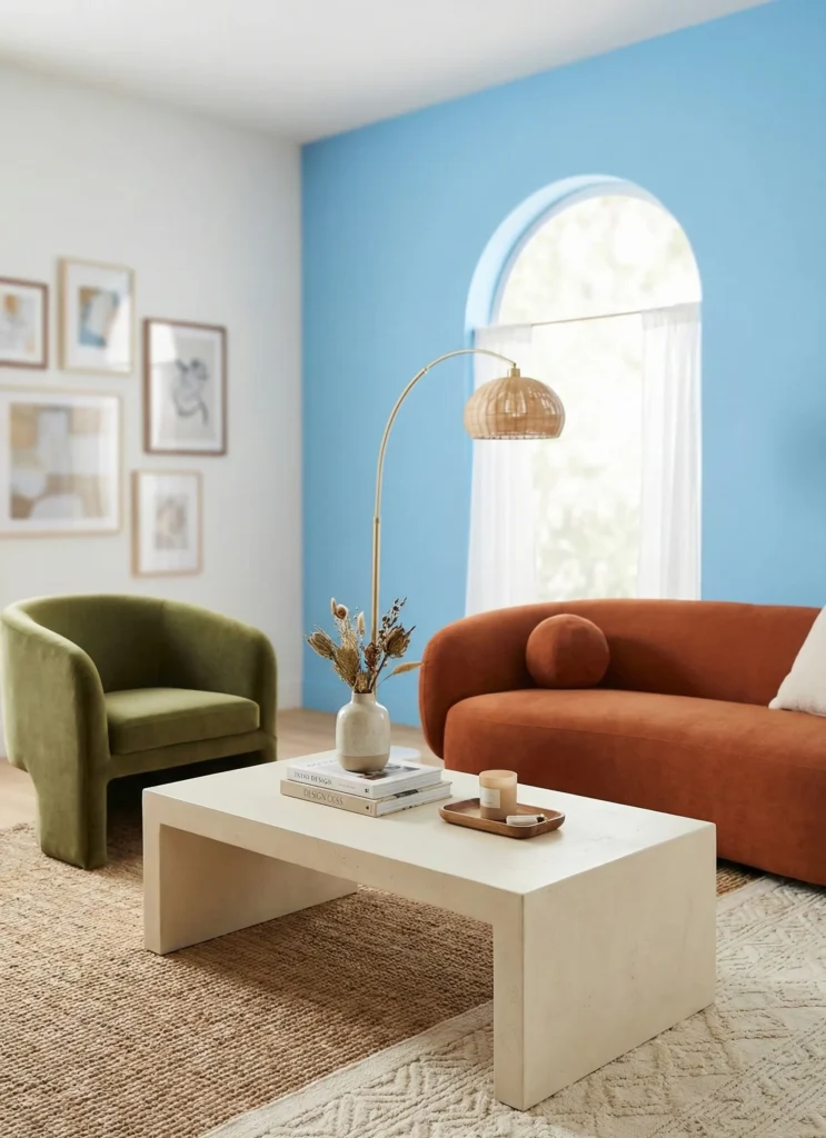 Light-Tone Concrete Table for Airy Living Rooms