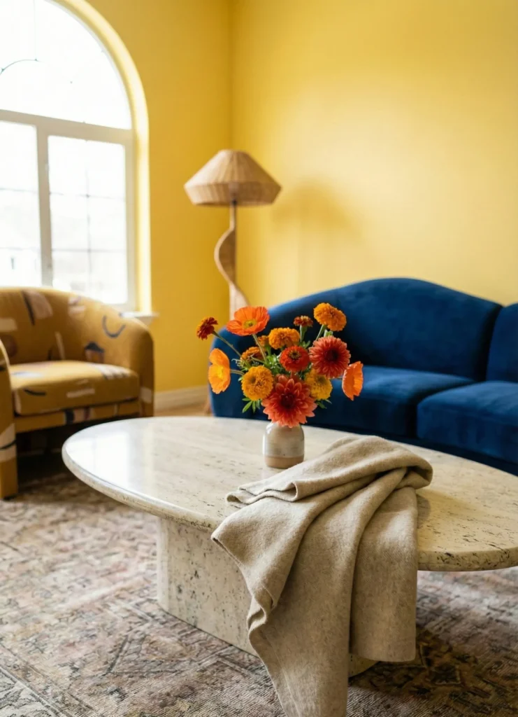Linen or Wool Textile Folded on Table Edge