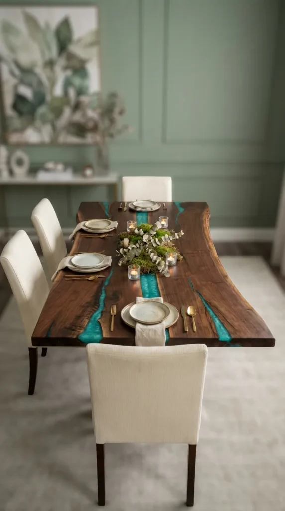 Live Edge Table with Epoxy Resin Inlays