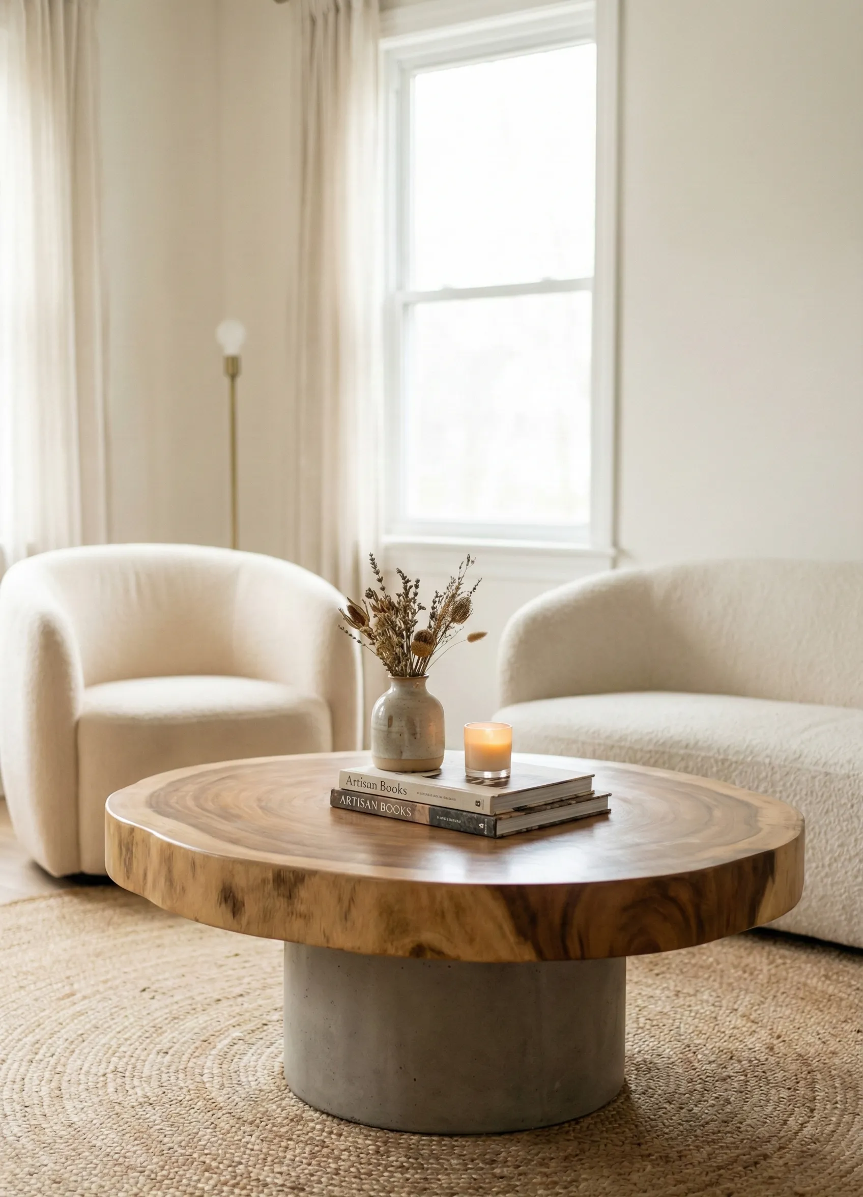 Live Edge on Stone or Pedestal Base