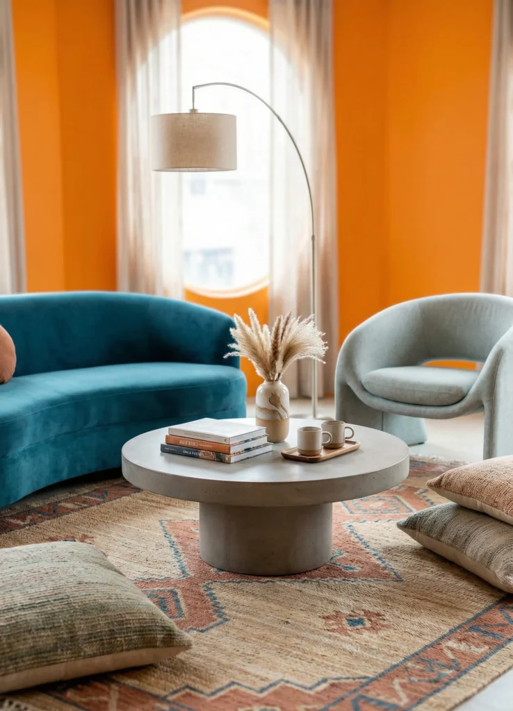 Low-Profile Concrete Table With Pedestal Base