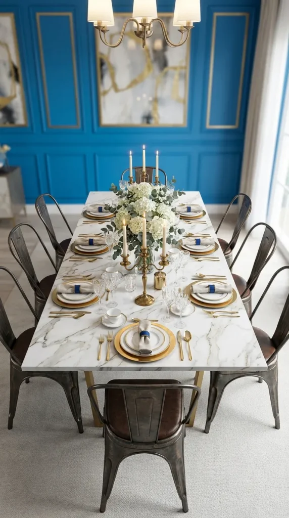 Marble Effect Laminate Dining Table