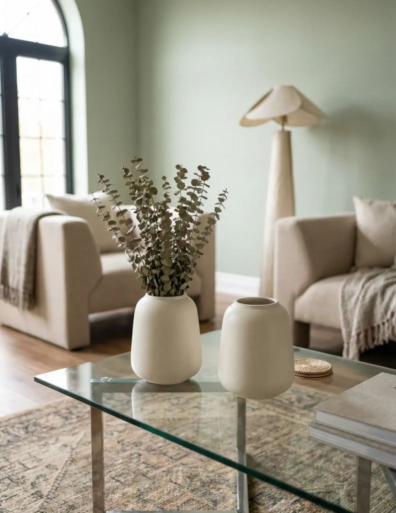 Matching Ceramic Vase Pair in Soft Tones