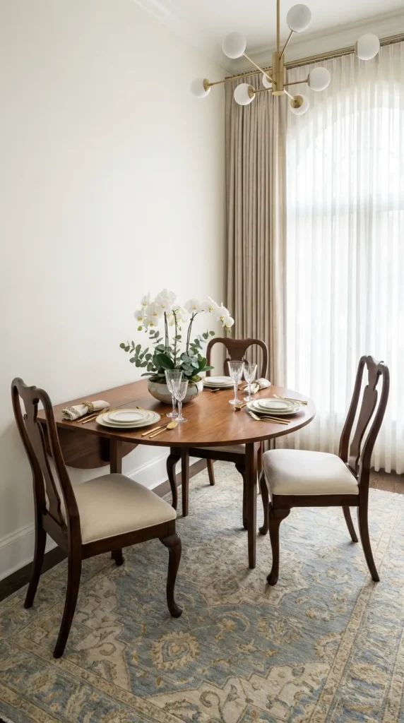 Mid Century Round Drop Leaf Table