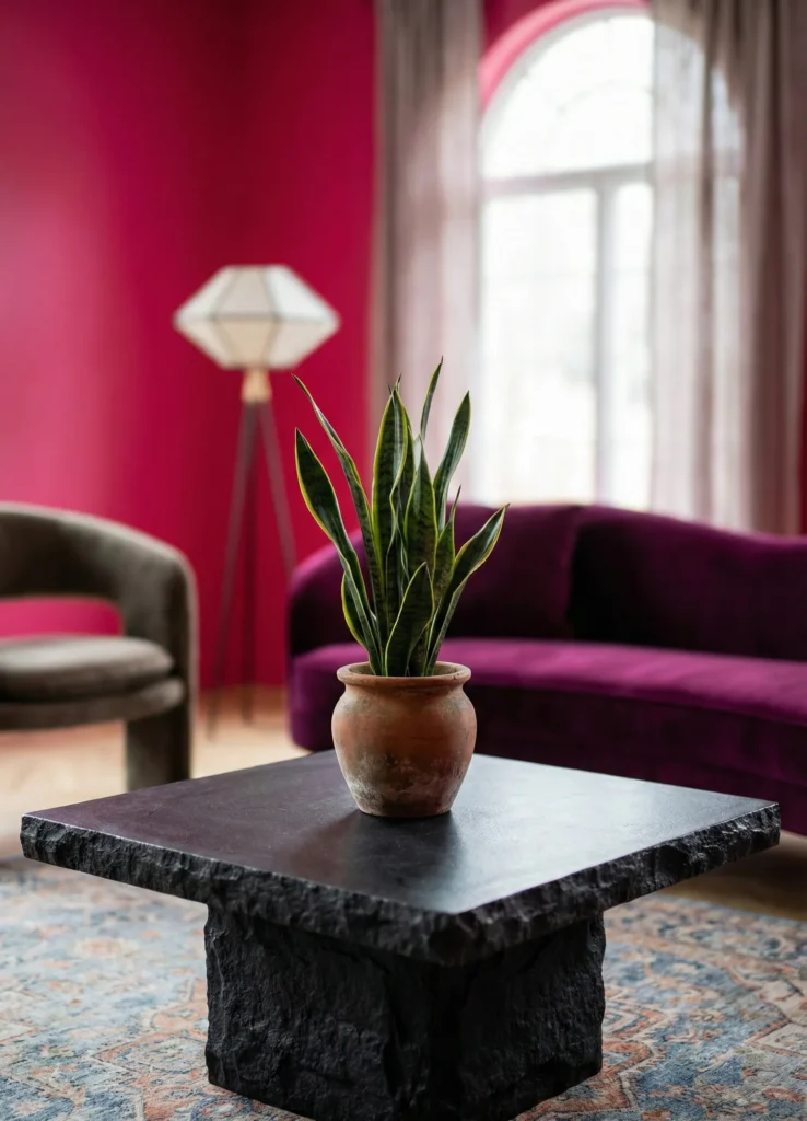 Minimal Greenery in a Textured Pot