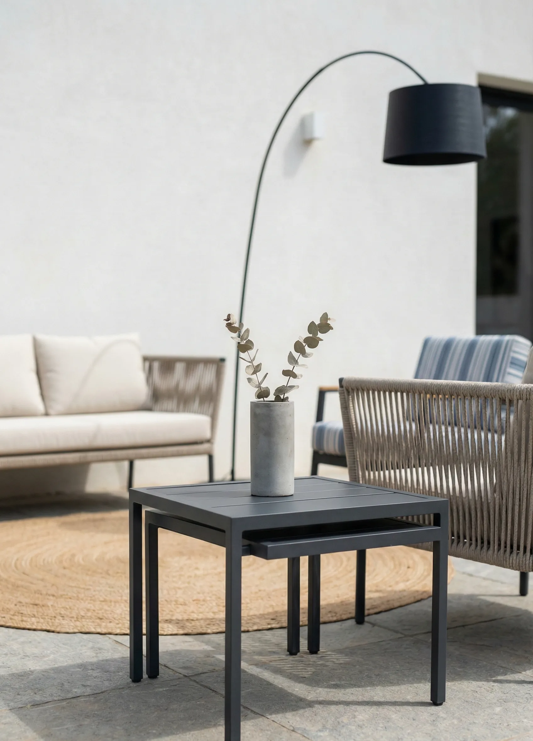 Minimal Outdoor Table With Single Vase