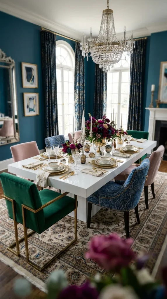 Mixed Chair Styles or Light Upholstery for Visual Interest