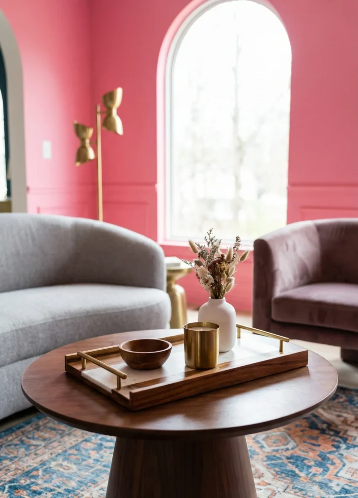 Mixed-Material Tray Combining Wood, Metal, and Ceramic