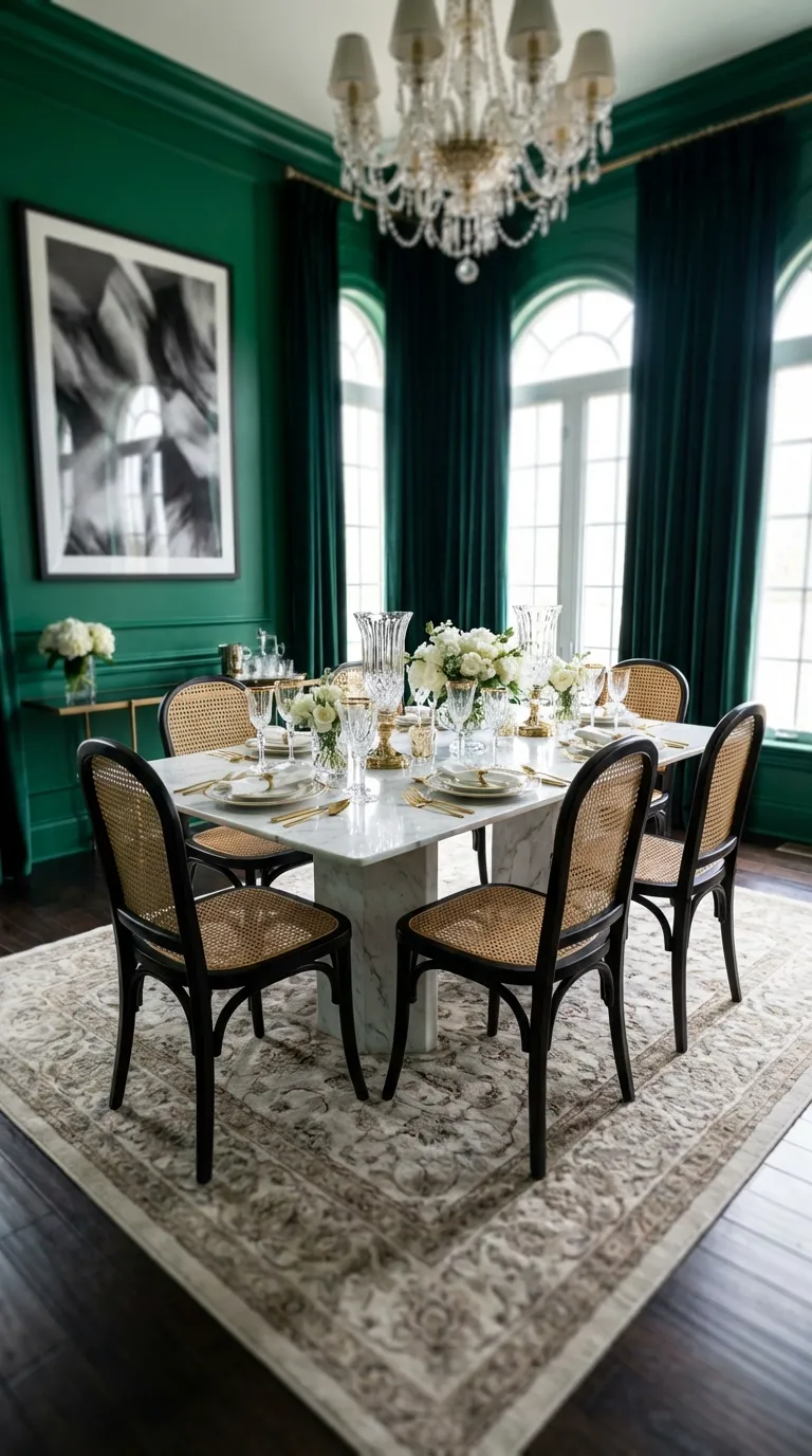 Monochromatic Artwork Near Dining Area