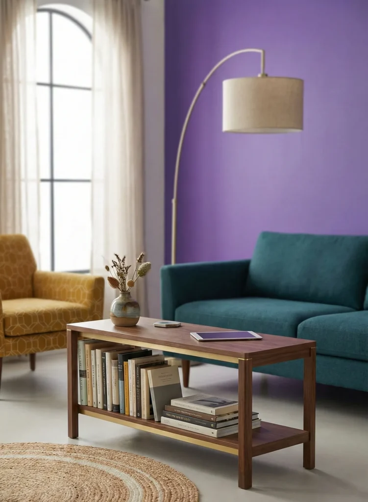 Narrow Shelf Coffee Table With Underneath Book Storage