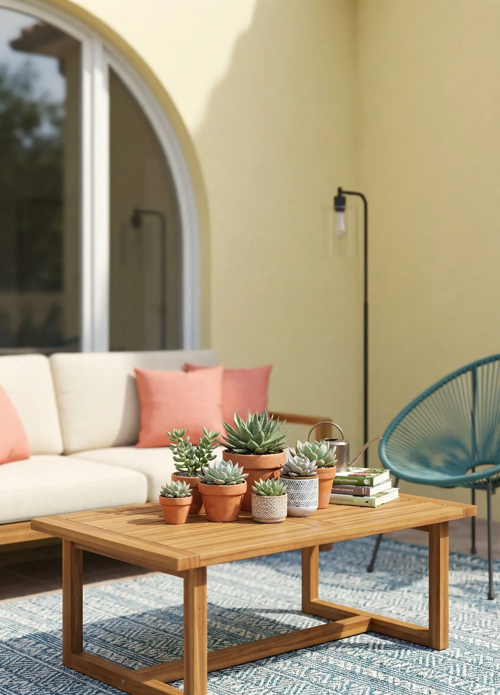 Natural Wood Table Styled With Succulents