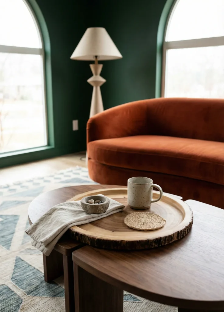 Natural Wood Tray Styled With Mixed Textures
